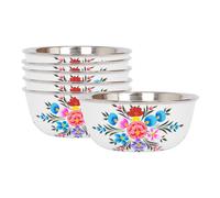 Billy Can Hand-Painted Picnic Snack Bowls - 14.5cm - Cotton Pansy - Pack of 6 in White Billy Can White