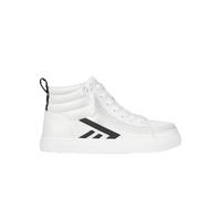 Billy Footwear Men’s CS High Top Sneakers, PU Leather Adaptive Shoes with FlipTop Wraparound Zipper and Laces, White-Black, UK Size 8 Wide