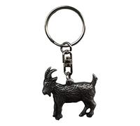 Billy Goat Pewter Keyring (Nature, Wildlife) in black organza gift pouch