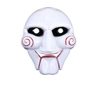 Billy Halloween Costume Plastic Mask White with Red Spiral Design Unisex Horror Movie Style for Cosplay, Saw Jigsaw Parties & Scary Dress-Up