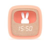 Billy Kids Alarm - Rabbit Bedside Children’s Clock - Digital Bunny Night Light for Boys and Girls - 3 Alarm Settings - Adjustable Brightness - Pink - MOB