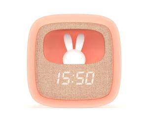 Billy Kids Alarm - Rabbit Bedside Children’s Clock - Digital Bunny Night Light for Boys and Girls - 3 Alarm Settings - Adjustable Brightness - Pink - MOB