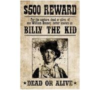 Billy The Kid Western Wanted Logo Typographic Poster Wall Sign Wall Decor Poster Metal Sign 8X12 Inches