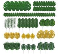 BillyBath 78 Artificial Palm Leaves 12 Kinds with Stems for Jungle Theme Hawaiian Party Birthday Flower Arrangements