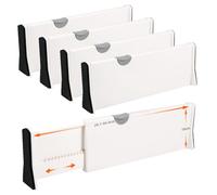 BillyBath Drawer Divider Organiser Adjustable Drawer Divider for Inner Length 28.1-44.4 cm and Height 10 cm Organiser System for Kitchen Wardrobes Desk White Set of 4