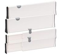 BillyBath Drawer Organiser System Separator Adjustable Divider Drawers Separation Kitchen Organisers for Bathroom Bedroom Chest of 38-54 cm Set 4 White (Organisateur Tiroir)