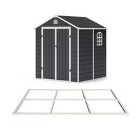 6x6ft Ashford Plastic Garden Storage Shed - 6x6 Small Apex Grey Plastic Shed