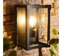 BillyOh Biard Glass & Black Aluminium Square Flush Outdoor Wall Light - Black