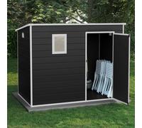 8x5 Oxford Pent Plastic Shed - Dark Grey With Floor BillyOh