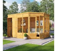 Billyoh Penton Corner Summerhouse With Side Store - Pressure Treated - 11X7 Store On Left