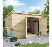 Billyoh Pro Pent Log Cabin Wooden Shed - W3.5M X D2.5M (11 X 8Ft) - 28mm Thickness
