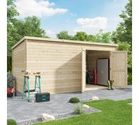 Billyoh Pro Pent Log Cabin Wooden Shed - W4.5M X D2.5M (15 X 8Ft) - 28mm Thickness