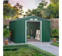 9x8 Ranger Apex Metal Shed With Foundation Kit - Dark Green BillyOh