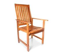 BillyOh Solid Acacia Wood Garden Chairs - Traditional Outdoor Armchair with Contoured Back, Wide Armrests - 1 Pcs of Lightweight & Durable Wooden Chairs, Ideal for Patio, Balcony, or Garden Seating