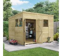 BillyOh Switch Tongue and Groove Pent Wooden Shed - 10x8 Windowed 15mm Garden Shed - 10 x 8ft Shed