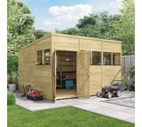 Billyoh Switch Tongue And Groove Pent Wooden Shed - 12X10 Windowed - 15mm Thickness