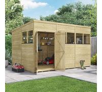 BillyOh Switch Tongue and Groove Pent Wooden Shed - 12x8 Windowed 15mm Garden Shed - 12 x 8ft Shed