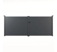 BillyOh Valencia Double Swing Aluminium Garden Gate w/Horizontal Solid Infill, Powder-Coated Finish & Full Privacy - 12.8x6ft Wide Metal Garden Gates in Anthracite Grey, Includes Fixings and Fittings