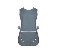 BILMASEE, Dark Grey Universal Ladies Women Tabard Apron Overall Workwear Kitchen Catering Cleaning Bar Pocket. Twill Cotton Blend (Large)