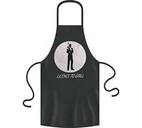 BILMASEE LICENSE TO GRILL Apron Novelty BBQ Party, FULL LENGTH THICK COTTON TWILL, 2 FRONT POCKETS