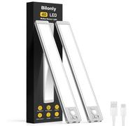 Bilonly Under Cabinet Kitchen Lights, 40 LED Rechargeable Motion Sensor Lights Indoor, Magnetic Dimmable Under Cupboard Lights, Wireless LED Strip Light for Kitchen, Stairs, Wardrobe, Hallway, 2 Pack