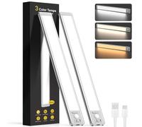 Bilonly Under Cabinet Kitchen Lights Rechargeable 2200mAh, Motion Sensor LED Cupboard Lights, 3 Colour Temperatures & 5 Brightness Levels, Magnetic Wireless Under Counter Lights, 37.5 cm, 2 Pack