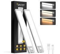 Bilonly Under Cabinet Kitchen Lights Rechargeable, Motion Sensor LED Cupboard Lights, 3 Colour Temperatures & 5 Brightness Levels, Magnetic Wireless Under Counter Lights, 25.3 cm, 2 Pack