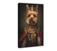 BILQAHT Aristocratic Yorkshire Terrier, Funny Dog Art Canvas Poster Bedroom Decor Landscape Office Room Decor Gift 16x24inch(40x60cm)
