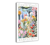 BILQAHT Barcelona Flower Market Poster Canvas Poster Bedroom Decor Landscape Office Room Decor Gift 08x12inch(20x30cm)