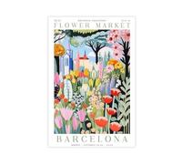 BILQAHT Barcelona Flower Market Poster Canvas Poster Bedroom Decor Landscape Office Room Decor Gift 08x12inch(20x30cm)