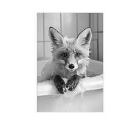 BILQAHT Fox in The Bathtub, Funny Bathroom Art Canvas Poster Bedroom Decor Landscape Office Room Decor Gift 20x30inch(50x75cm)
