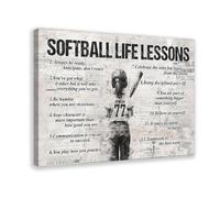 BILQAHT Personalized Softball Girl Art, Inspiring Quotes Canvas Poster Bedroom Decor Landscape Office Room Decor Gift 12x18inch(30x45cm)