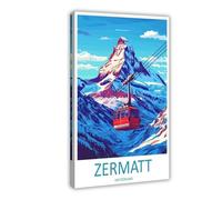 BILQAHT Zermatt Travel Zermatt Home Décor Zermatt Alps Art Canvas Poster Bedroom Decor Landscape Office Room Decor Gift 20x30inch(50x75cm)