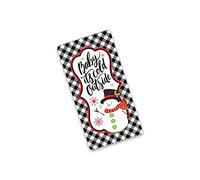 Biltion Retro Metal Tin Sign 5.5 X 8 Inches Baby It's Cold Outside Snowman Christmas On White and Black Buffalo Plaid Signs for Wreaths Home Decor Aluminum Gate Garden Pub