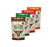 Biltong Taste Box, four flavours, Original, Smoky BBQ, Piri Piri & Garlic, Tasty High Protein, Low Fat, Gluten & Nitrate Free, Savoury Snack. (250g x 4, Four flavours)