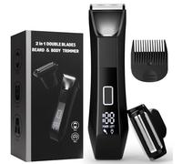 Groin & Body Hair Trimmer for Men, Dual-Head Ceramic Trimmer & Foil Blades, Ball Trimmer Men with Travel Lock, USB-C Rechargeable, Waterproof Wet/Dry Body Groomer with LED Display, Men's Ball Shaver.