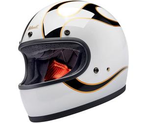 Biltwell Gringo Flames, full face helmet S White/Black/Gold