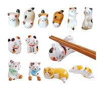 Biluer 12 Pieces Ceramic Cat Rod Holder,Cat Rod Holder Chopsticks Holder Ceramic Rods Rest Fork Holder Ceramic Decoration Cutlery Stand for Home Decoration Gift