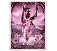 BILVAZOG Lionel Messi Blanket For Kids Fans-Soccer Blankets for All Seasons Throw Bedding Sofa and Travel Reserve Air Conditioning-Ultra-Soft Anti-Pilling Blanket Warm Lightweight 150cm x 125cm