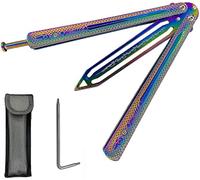 BILYSKEP Practice Butterfly Knife Trainer, Colorful Full Stainless Steel Unsharpened Blade Dull Bailisong Trainer Butterfly Comb for Training