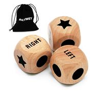 Bilywey 3pcs Left Right Center Game Dice 1 inch Beech Wood Dices with Drawstring Bag (3 pcs)