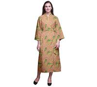 Bimba Dark Peach Orange Leaves Anthurium & Ash Womens Robe Dressing Gown Long Bride Getting Ready Shirt Printed Bath Robe Girls X