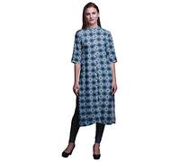 Bimba Printed Straight Kurti Kurtis for Women Summer Clothing Small Oxford Blue