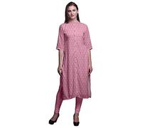 Bimba Straight Tunic Tops Women Printed Long Kurti Casual Dress Small Light Pink