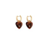 BIMBA Y LOLA gold hoop earrings with amber resin heart OS