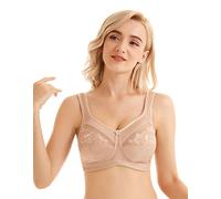 BIMEI Mastectomy Bra Invisible Pockets for Breast Forms Flower Embroidery Pocket Bra 2118, Beige, 40A