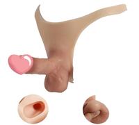 BIMEI Silicone Wearable Dildo Thong Panties Realistic Hollow insertable use Sex Toy for Men Women #15, (Hollow Design, ONE Size)