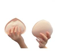 BIMEI Swim Forms High Level Silicone Filler Breathable Breast Prosthesis for Mastectomy Women Pockets Bra natural profile, Beige, 6
