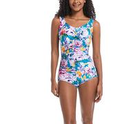 BIMEI Women's One Piece Mastectomy Swimsuit Pocketed Swimwear, Blue, Large