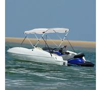 Bimini Top 3-Bow White 183x185-198x137cm 600D PU Polyester Aluminium Sidewalls &